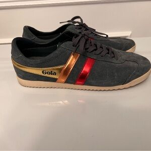 Gola Women’s Navy Sneakers with Gold, Copper and Red Metallic Stripes
